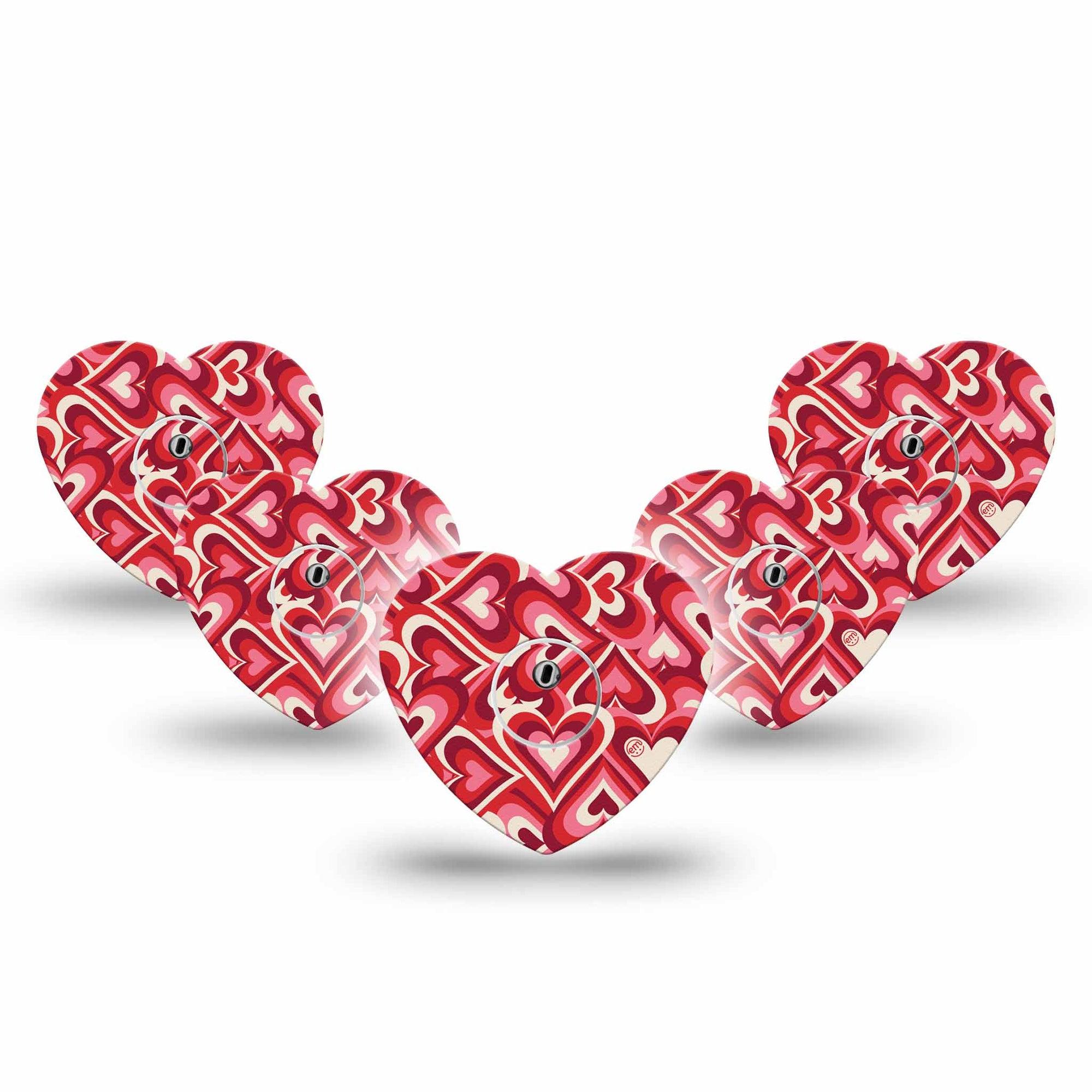 ExpressionMed Valentine Hearts Freestyle Libre 3 Heart Shape Tape 5-Pack Tape and 5-Pack Sticker Happy Valentine's Day Hearts, Patch CGM Design