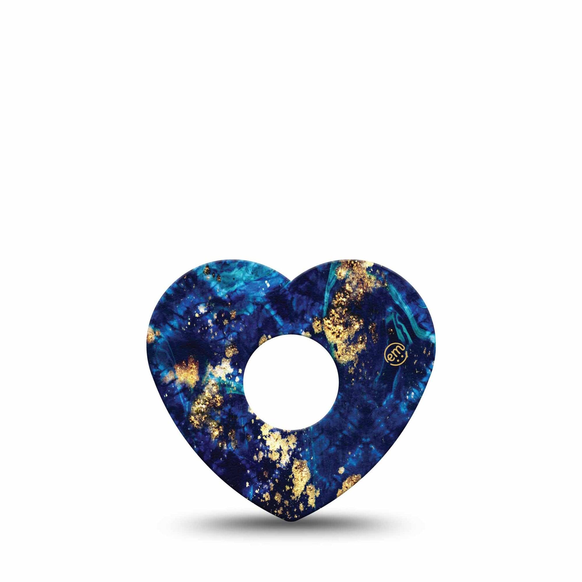 ExpressionMed Molten Midnight Freestyle Libre 3 Heart Shape Tape Single Tape Blue Chevron Gold Marble, Patch CGM Design