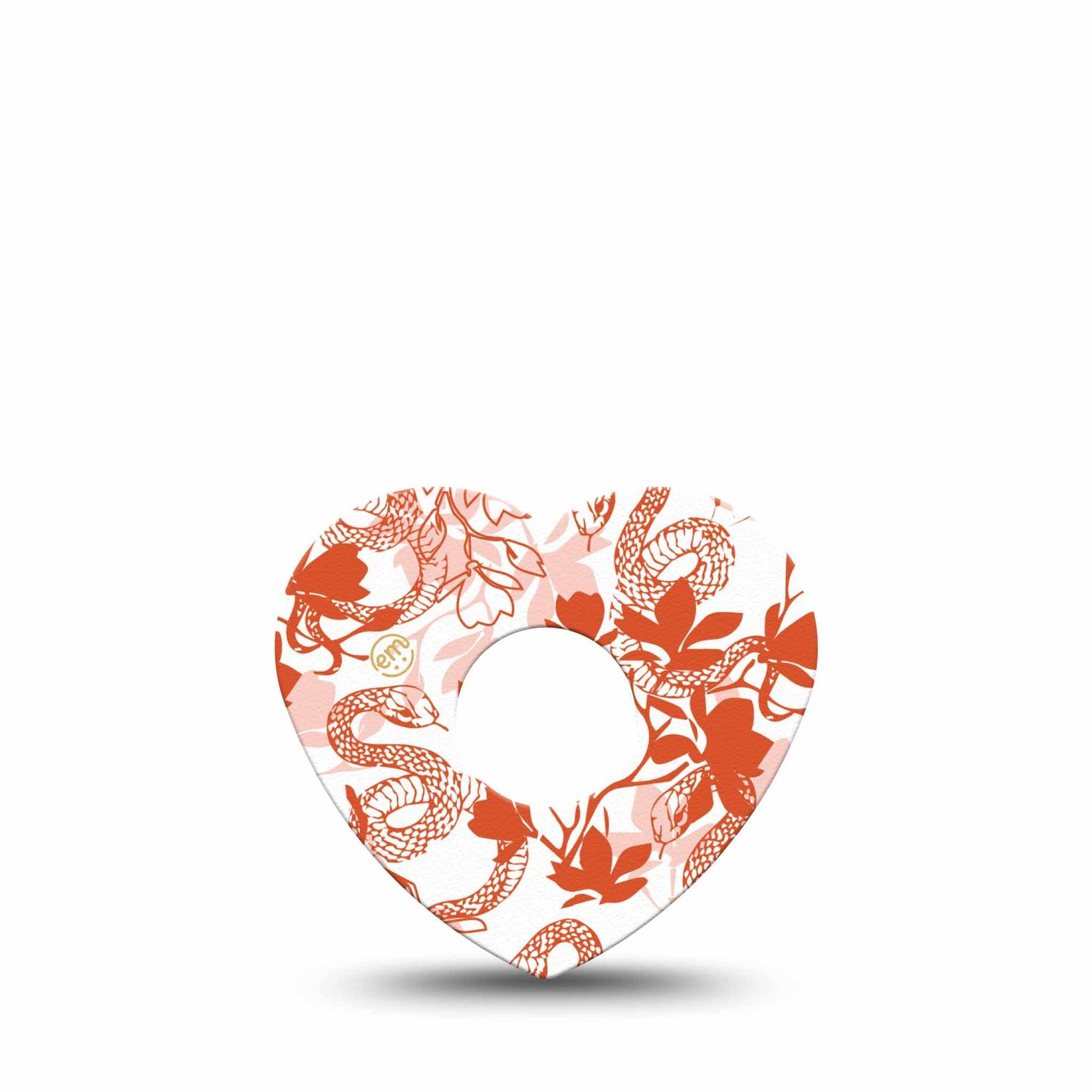ExpressionMed Lava Coil Floral Freestyle Libre 3 Heart Shape Tape Single Tape Viper Snake Vine Orange Outline, Patch CGM Design