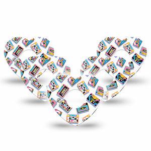 ExpressionMed Vintage Music Tapes Freestyle Libre 3 and Libre 3 Plus Heart Shape Tape 5-Pack Tape Colorful Music Tapes, Patch CGM Design