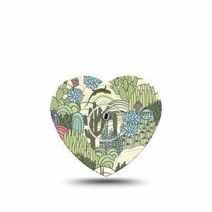 ExpressionMed Cactus Freestyle Libre 3 and Libre 3 Plus Heart Shape Tape Single Tape and Single Sticker Prickly Pear Cactus Florals, Patch CGM Design