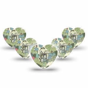 ExpressionMed Cactus Freestyle Libre 3 and Libre 3 Plus Heart Shape Tape 5-Pack Tape and 5-Pack Sticker Desert Life Cactus Iguana, Patch CGM Design