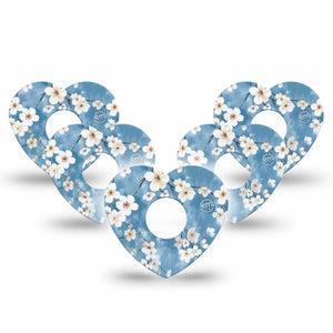 ExpressionMed Cherry Blossom Freestyle Libre 3 and Libre 3 Plus Heart Shape Tape 5-Pack Tape Elegant Cherry Blossom Tree, Patch CGM Design
