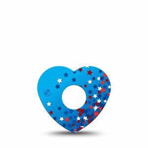 ExpressionMed Confetti Stars Freestyle Libre 3 and Libre 3 Plus Heart Shape Tape Single Tape Independence Day Stars, Patch CGM Design