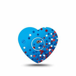ExpressionMed Confetti Stars Freestyle Libre 3 and Libre 3 Plus Heart Shape Tape Single Tape and Single Sticker Fun Explosive Confetti Stars, Patch CGM Design