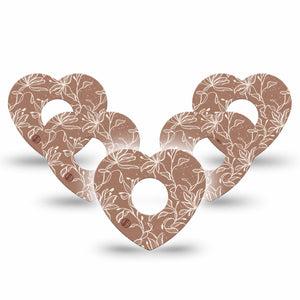 ExpressionMed Mocha Mousse Lace Freestyle Libre 3 and Libre 3 Plus Heart Shape Tape, 5-Pack Tape 2025 Aesthetic Color, Patch CGM Design