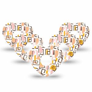 ExpressionMed Squiggles Freestyle Libre 3 and Libre 3 Plus Heart Shape Tape, 5-Pack Tape Retro Inspired Pattern, Patch CGM Design