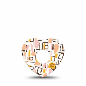 ExpressionMed Squiggles Freestyle Libre 3 and Libre 3 Plus Heart Shape Tape, Single Tape Bright Pink Yellow Pattern, Patch CGM Design