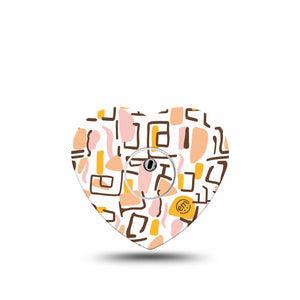 ExpressionMed Squiggles Freestyle Libre 3 and Libre 3 Plus Heart Shape Tape, Single Tape and Single Sticker Bright Pink Yellow Pattern, Patch CGM Design