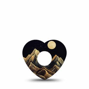 ExpressionMed Black Mountain Freestyle Libre 3 and Libre 3 Plus Heart Shape Tape, Single Tape Desert Like Mountains, Patch CGM Design