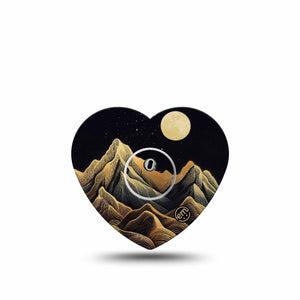 ExpressionMed Black Mountain Freestyle Libre 3 and Libre 3 Plus Heart Shape Tape, Single Tape and Single Sticker Desert Like Mountains, Patch CGM Design