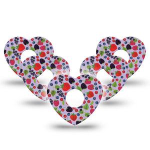 ExpressionMed Wild Berries Heart Libre 3 Tape, 5-Pack, Sweet Berries Themed, CGM Plaster Patch Design