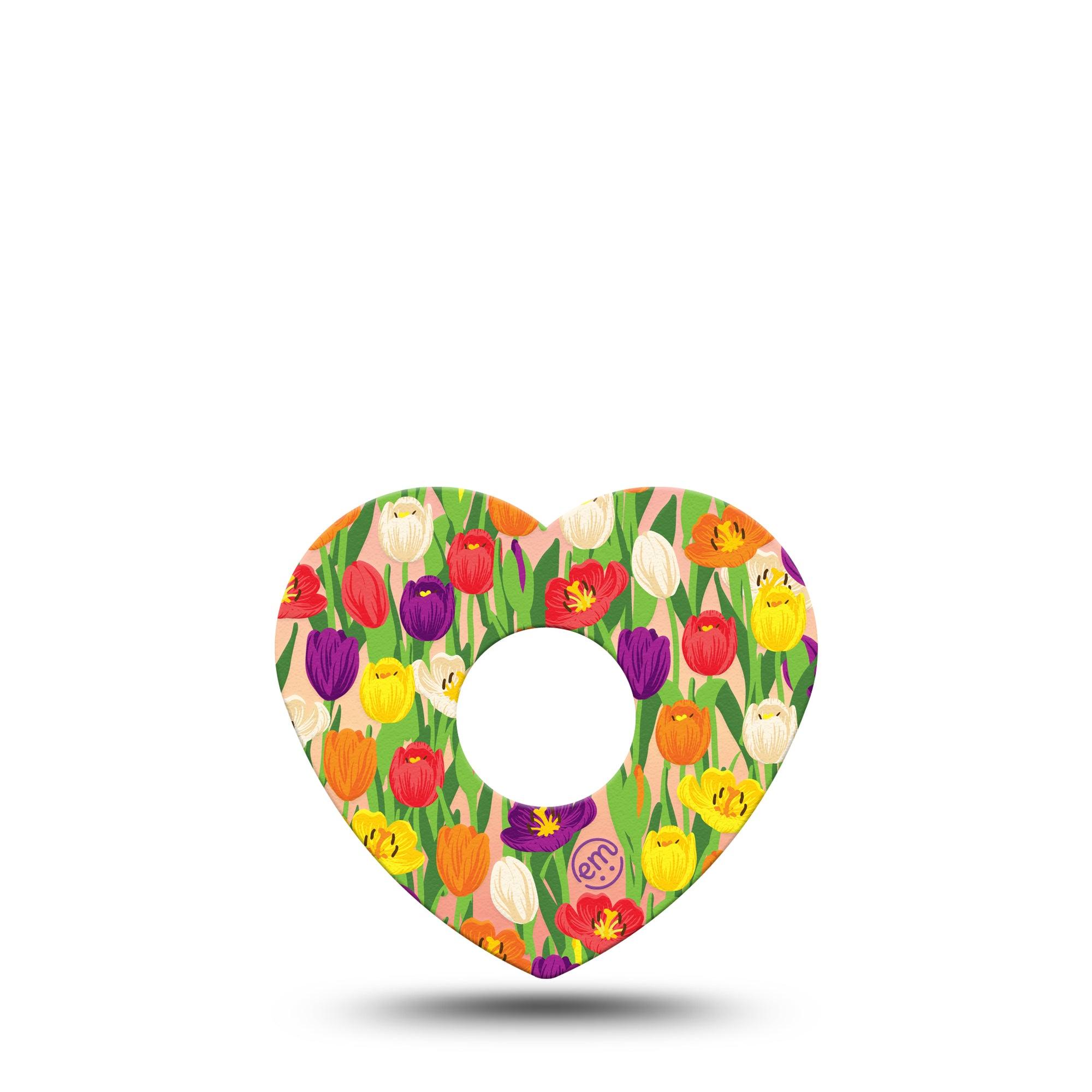 ExpressionMed Tulips Heart Libre 3 Tape, Single, Colorful Spring Florals Themed, CGM Plaster Patch Design