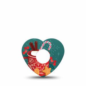 ExpressionMed Hot Chocolate Freestyle Libre 3 Heart Shape Tape Single Tape Holiday Hot Cocoa, Patch CGM Design