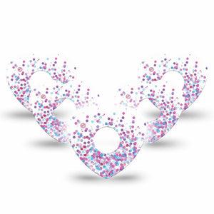 Confetti Heart Libre 3 Tape, 5-Pack, Multicolored Streamers Themed, CGM Plaster Patch Design
