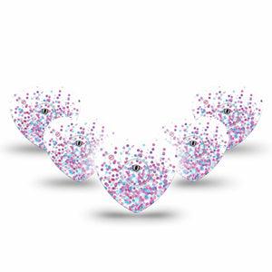 Confetti Heart Libre 3 Tape, 5-Pack Sticker and Tape, Multicolored Streamers Themed, CGM Plaster Patch Design