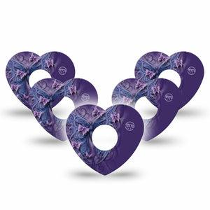 ExpressionMed Purple Butterfly Freestyle Libre 3 and Libre 3 Plus Heart Shape Tape 5-Pack Tape Elegant Wings, Plaster CGM Design