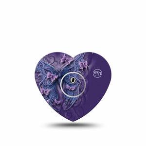 ExpressionMed Purple Butterfly Freestyle Libre 3 and Libre 3 Plus Heart Shape Tape Single Tape and Single Sticker Butterfly Art, Plaster CGM Design