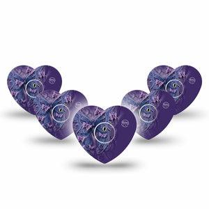 ExpressionMed Purple Butterfly Freestyle Libre 3 and Libre 3 Plus Heart Shape Tape 5-Pack Tape and 5-Pack Sticker Purple Beauty, Plaster CGM Design