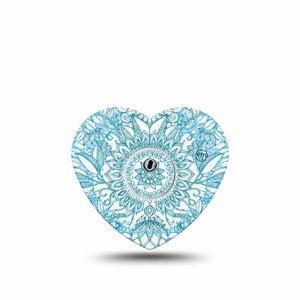 ExpressionMed Aqua Floral Freestyle Libre 3 and Libre 3 Plus Heart Shape Tape Single Tape and Single Sticker Water Blossoms Patch CGM Design