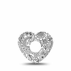 ExpressionMed Color Me Flower Freestyle Libre 3 and Libre 3 Plus Heart Shape Tape Single Tape Black White Design Overlay Tape CGM Design