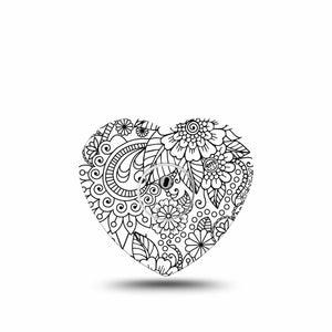 ExpressionMed Color Me Flower Freestyle Libre 3 and Libre 3 Plus Heart Shape Tape Single Tape and Single Sticker Elegant Florals Overlay Tape CGM Design