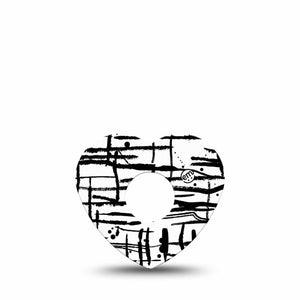 ExpressionMed B&W Drip Freestyle Libre 3 and Libre 3 Plus Heart Shape Tape Single Tape Monochrome Drip, Patch CGM Design