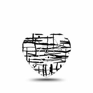 ExpressionMed B&W Drip Freestyle Libre 3 and Libre 3 Plus Heart Shape Tape Single Tape & Single Sticker Drip Art, Patch CGM Design