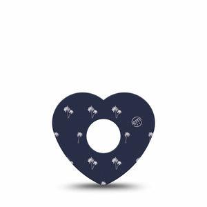 ExpressionMed Palm Trees Freestyle Libre 3 and Libre 3 Plus Heart Shape Tape Single Tape Lush Palms, Plaster CGM Design