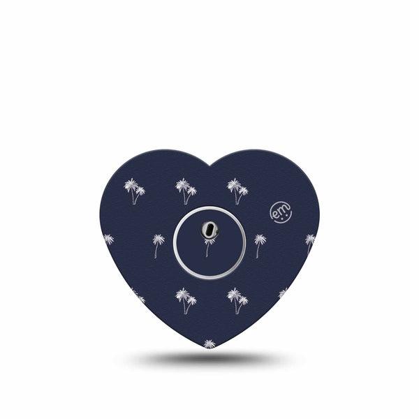ExpressionMed Palm Trees Freestyle Libre 3 and Libre 3 Plus Heart Shape Tape Single Tape and Single Sticker Palm Sunset, Plaster CGM Design
