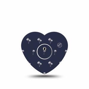 ExpressionMed Palm Trees Freestyle Libre 3 and Libre 3 Plus Heart Shape Tape Single Tape and Single Sticker Palm Sunset, Plaster CGM Design