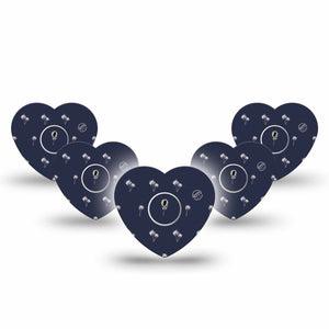 ExpressionMed Palm Trees Freestyle Libre 3 and Libre 3 Plus Heart Shape Tape 5-Pack Tape and 5-Pack Sticker Beach Palms, Plaster CGM Design