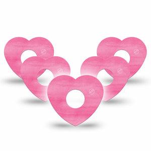 ExpressionMed Pink Horizon Heart Libre 3 Tape, 5-Pack, Pink Sketch Themed, CGM Overlay Patch Design