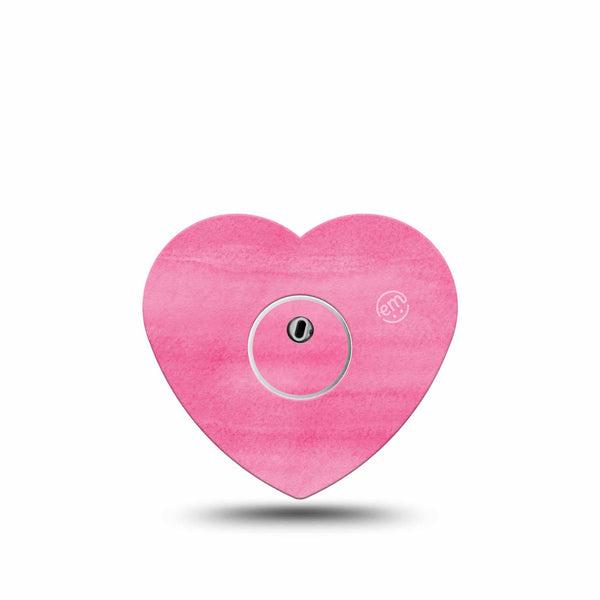 ExpressionMed Pink Horizon Heart Libre 3 Tape, Single Tape and Sticker, Sketched Pink Canvas Inspired, CGM Plaster Patch Design