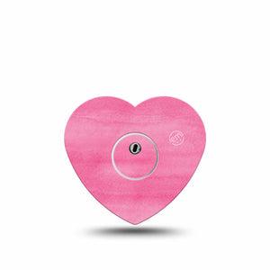 ExpressionMed Pink Horizon Heart Libre 3 Tape, Single Tape and Sticker, Sketched Pink Canvas Inspired, CGM Plaster Patch Design