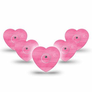 ExpressionMed Pink Horizon Heart Libre 3 Tape, 5-Pack Tape and Sticker, Pink Sketch Themed, CGM Overlay Patch Design