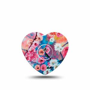 ExpressionMed Branching Out Freestyle Libre 3 Heart Shape Single Floral Fantasy Overlay Patch CGM Design with center sticker