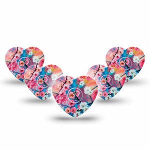 ExpressionMed Branching Out Freestyle Libre 3 Heart Shape 5-Pack Widening Horizons Overlay Patch CGM Design with center stickers