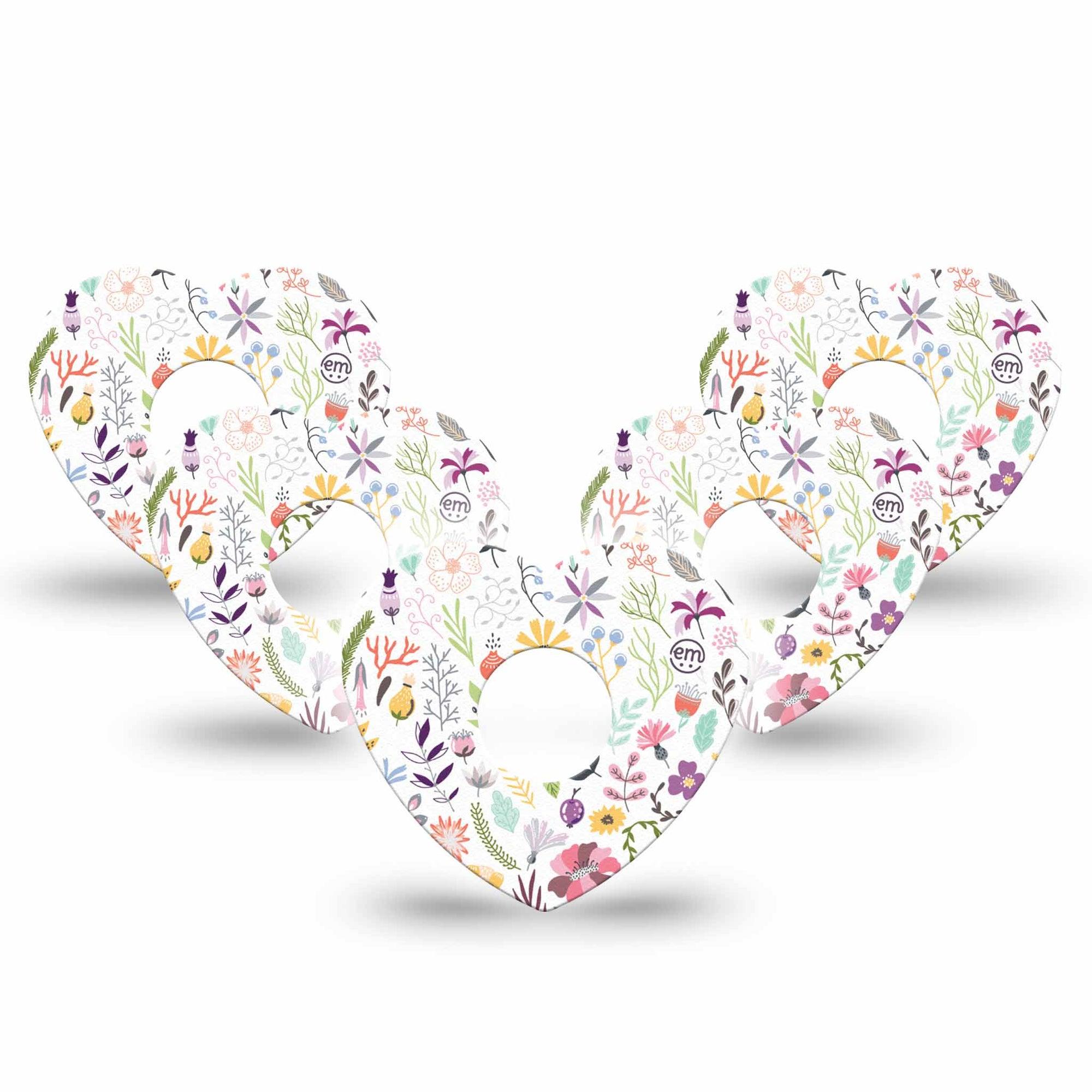 ExpressionMed Springy Stems Freestyle Libre 3 and Libre 3 Plus Heart Shape Tape 5-Pack Tape Fresh Stemss, Plaster CGM Design