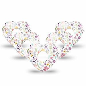 ExpressionMed Springy Stems Freestyle Libre 3 and Libre 3 Plus Heart Shape Tape 5-Pack Tape Fresh Stemss, Plaster CGM Design