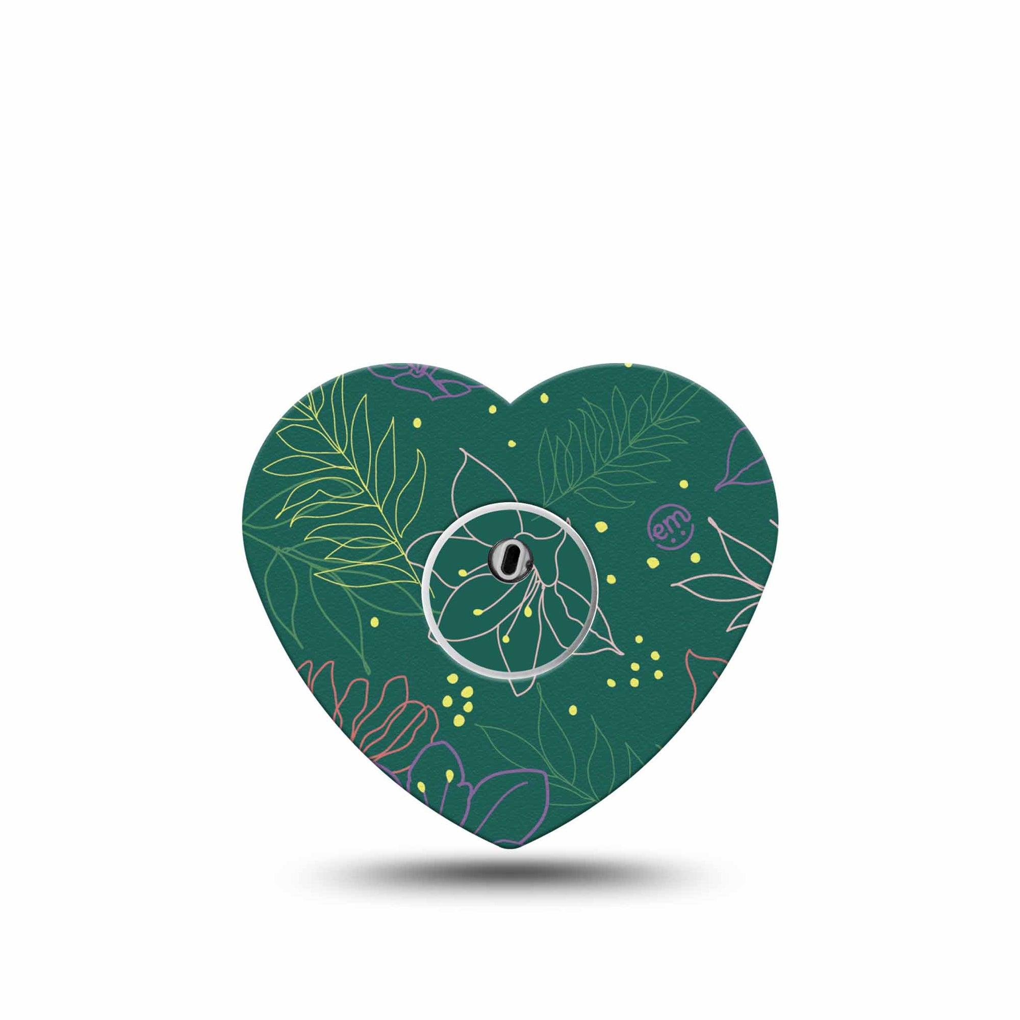 ExpressionMed Graphic Petals Freestyle Libre 3 and Libre 3 Plus Heart Shape Tape Single Tape and Single Sticker Abstract Flowers, Patch CGM Design