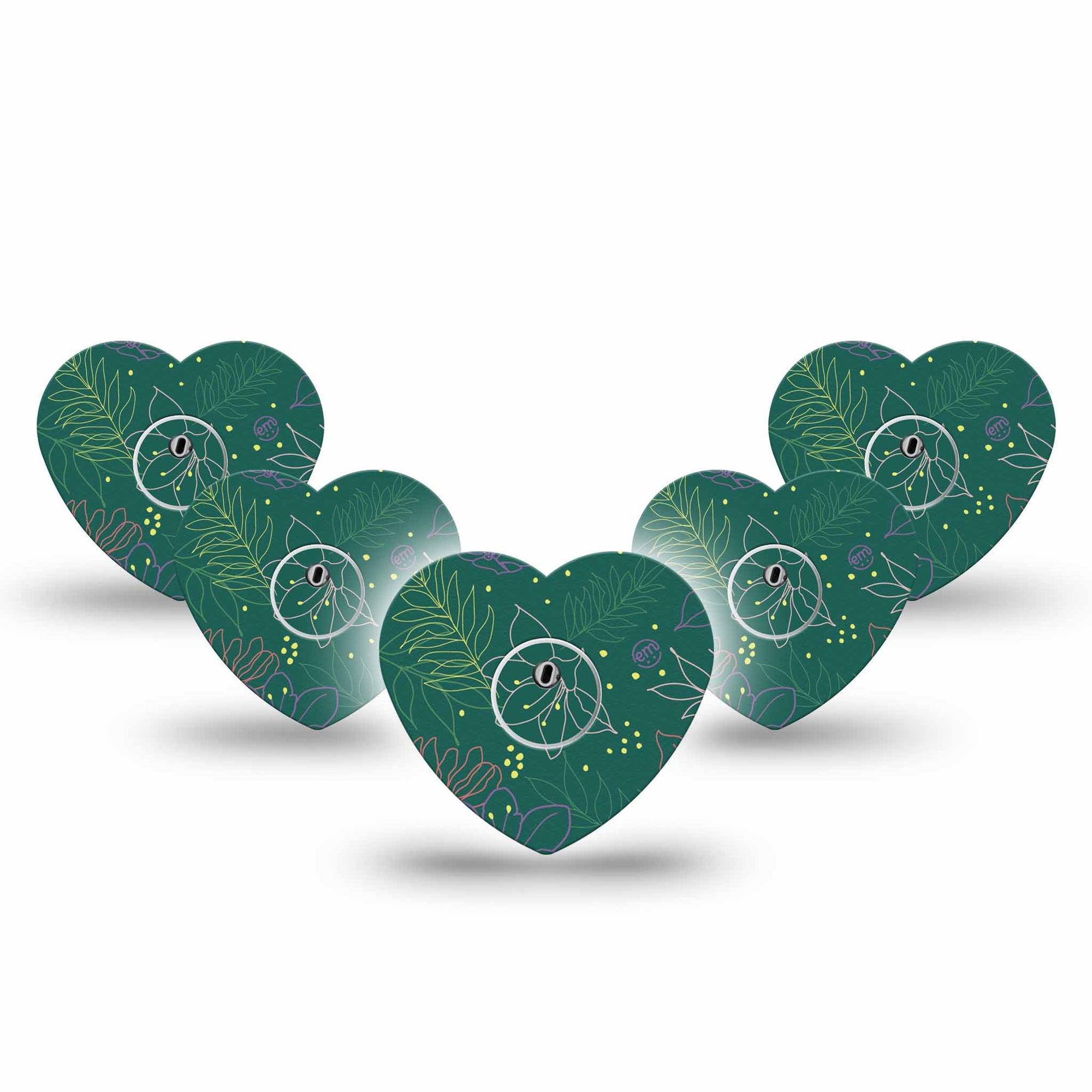 ExpressionMed Graphic Petals Freestyle Libre 3 and Libre 3 Plus Heart Shape Tape 5-Pack Tape and 5-Pack Sticker Colorful Petals, Patch CGM Design
