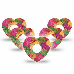 ExpressionMed Bright Hibiscus Freestyle Libre 3 and Libre 3 Plus Heart Shape Tape 5-Pack Tape Radiant Beauty Overlay Tape CGM Design
