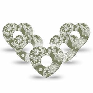 ExpressionMed Olive Henna Freestyle Libre 3 and Libre 3 Plus Heart Shape Tape 5-Pack Tape Natural Dye, Plaster CGM Design
