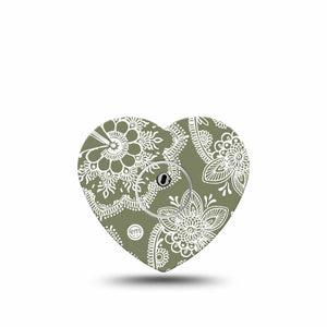 ExpressionMed Olive Henna Freestyle Libre 3 and Libre 3 Plus Heart Shape Tape Single Tape and Single Sticker Vibrant Tint, Plaster CGM Design