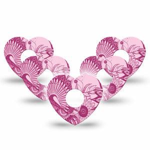 ExpressionMed Magenta Dani Freestyle Libre 3 and Libre 3 Plus Heart Shape Tape 5-Pack Tape Colorful Magenta, Plaster CGM Design