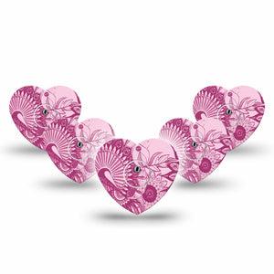 ExpressionMed Magenta Dani Freestyle Libre 3 and Libre 3 Plus Heart Shape Tape 5-Pack Tape and 5-Pack Sticker Chic Dani, Plaster CGM Design