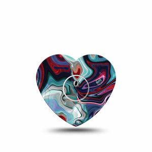 ExpressionMed Moody Marble Freestyle Libre 3 Heart Shape Tape Single Tape Dark Marble Patch CGM Design with center sticker