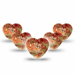 ExpressionMed Rustic Marble Freestyle Libre 3 Heart Shape Tape 5-Pack Time-Worn Texture Patch CGM Design with center stickers