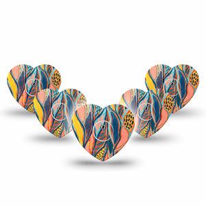 ExpressionMed Twisted Seaweed Heart Libre 3 Tape, 5-Pack, Edible Seaweed Themed, CGM Adhesive Patch Design with center stickers